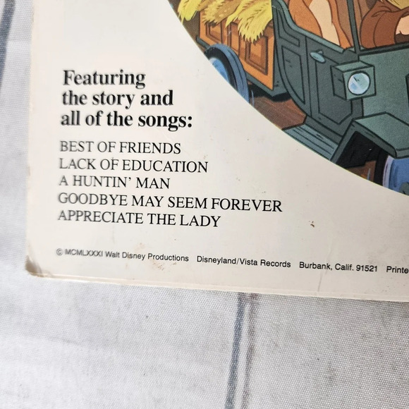 Vintage 1981 Walt Disney The Fox and the Hound Pictire Disc Vinyl Record - Picture 6 of 15